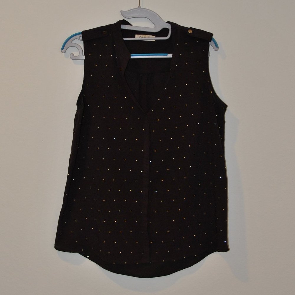 Calvin Klein Eggplant/Purple Studded Blouse